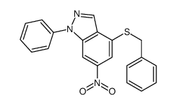 4-benzylsulfanyl-6-nitro-1-phenylindazole结构式