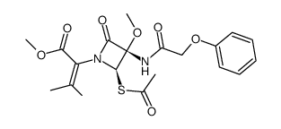 methyl α-(4R-acetylthio-3S-methoxy-3-phenoxyacetamido-2-azetidinon-1-yl)-β-methylcrotonate Structure