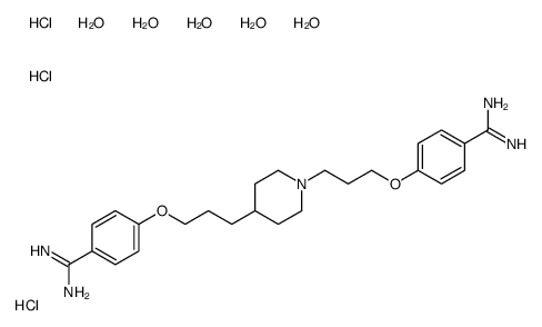 Benzenecarboximidamide, 4-[3-[1-[3-[4-(aminoiminomethyl)phenoxy]propyl]-4-piperidinyl]propoxy]-, hydrochloride, hydrate (1:3:5)结构式