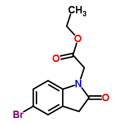 2-(5-溴-2-氧代二氢吲哚-1-基)乙酸甲酯结构式