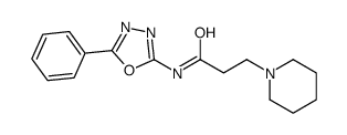 N-(5-phenyl-1,3,4-oxadiazol-2-yl)-3-piperidin-1-ylpropanamide结构式