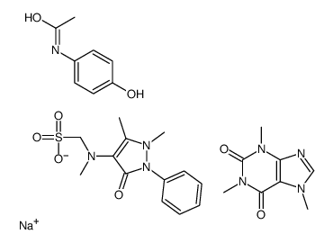 sodium,[(1,5-dimethyl-3-oxo-2-phenylpyrazol-4-yl)-methylamino]methanesulfonate,N-(4-hydroxyphenyl)acetamide,1,3,7-trimethylpurine-2,6-dione Structure