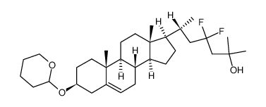 (6R)-6-((3S,8S,9S,10R,13R,14S,17R)-10,13-dimethyl-3-((tetrahydro-2H-pyran-2-yl)oxy)-2,3,4,7,8,9,10,11,12,13,14,15,16,17-tetradecahydro-1H-cyclopenta[a]phenanthren-17-yl)-4,4-difluoro-2-methylheptan-2-ol Structure