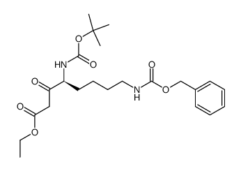 (4S)-8-<(benzyloxycarbonyl)amino>-4-<(tert-butyloxycarbonyl)amino>-3-oxooctanoic acid ethyl ester Structure