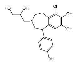 6-chloro-2,3,4,5-tetrahydro-1-(4-hydroxyphenyl)-3-(2,3-dihydroxypropyl)-1H-3-benzazepine-7,8-diol结构式