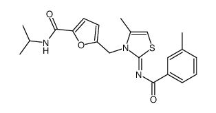 5-[[4-methyl-2-(3-methylbenzoyl)imino-1,3-thiazol-3-yl]methyl]-N-propan-2-ylfuran-2-carboxamide Structure