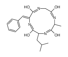 (3Z)-3-benzylidene-9-methyl-6-(2-methylpropyl)-1,4,7,10-tetrazacyclododecane-2,5,8,11-tetrone Structure