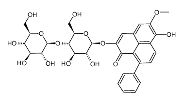 2-(O4-β-D-glucopyranosyl-β-D-glucopyranosyloxy)-6-hydroxy-5-methoxy-9-phenyl-phenalen-1-one Structure