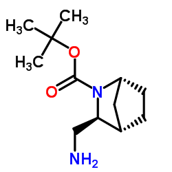 2-Methyl-2-propanyl (1R,3S,4S)-3-(aminomethyl)-2-azabicyclo[2.2.1]heptane-2-carboxylate结构式