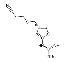 2-[4-(2-cyanoethylsulfanylmethyl)-1,3-thiazol-2-yl]guanidine结构式