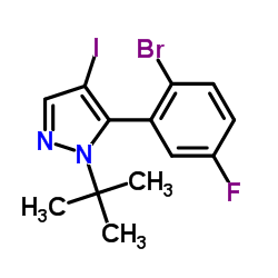 5-(2-溴-5-氟苯基)-1-(叔丁基)-4-碘-1H-吡唑结构式