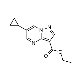 Pyrazolo[1,5-a]pyrimidine-3-carboxylic acid, 6-cyclopropyl-, ethyl ester structure