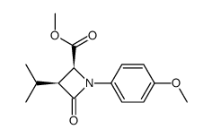(2S,3S)-3-Isopropyl-1-(4-methoxy-phenyl)-4-oxo-azetidine-2-carboxylic acid methyl ester结构式