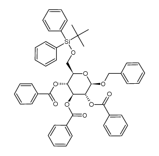 (2R,3R,4S,5R,6R)-2-(benzyloxy)-6-(((tert-butyldiphenylsilyl)oxy)methyl)tetrahydro-2H-pyran-3,4,5-triyl tribenzoate Structure