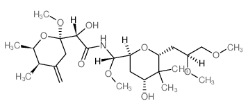D-manno-Nonitol,2,6-anhydro-3,5,7-trideoxy-1-C-[[(2S)-2-hydroxy-2-[(2R,5R,6R)-tetrahydro-2-methoxy-5,6-dimethyl-4-methylene-2H-pyran-2-yl]acetyl]amino]-5,5-dimethyl-1,8,9-tri-O-methyl-,(1S)- Structure