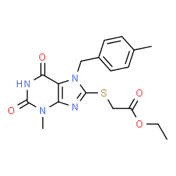 ethyl 2-((3-methyl-7-(4-methylbenzyl)-2,6-dioxo-2,3,6,7-tetrahydro-1H-purin-8-yl)thio)acetate Structure