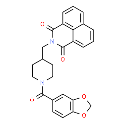 2-((1-(benzo[d][1,3]dioxole-5-carbonyl)piperidin-4-yl)methyl)-1H-benzo[de]isoquinoline-1,3(2H)-dione structure