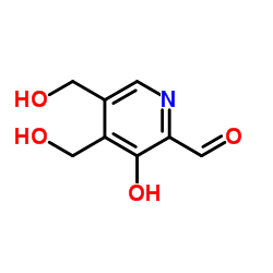 3-Hydroxy-4,5-bis(hydroxymethyl)-2-pyridinecarbaldehyde结构式