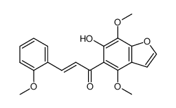 (E)-1-(6-Hydroxy-4,7-dimethoxy-benzofuran-5-yl)-3-(2-methoxy-phenyl)-propenone结构式