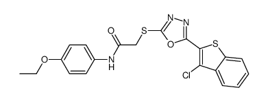 2-[[5-(3-chloro-1-benzothiophen-2-yl)-1,3,4-oxadiazol-2-yl]sulfanyl]-N-(4-ethoxyphenyl)acetamide结构式