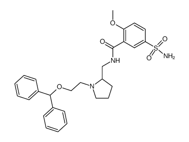 N-[1-(2-benzhydryloxy-ethyl)-pyrrolidin-2-ylmethyl]-2-methoxy-5-sulfamoyl-benzamide Structure