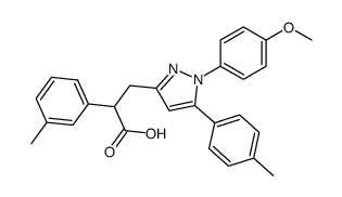 3-[1-(4-methoxy-phenyl)-5-p-tolyl-1H-pyrazol-3-yl]-2-m-tolyl-propionic acid Structure