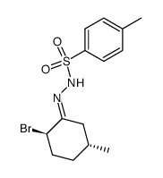 (-)-trans-(2R)-bromo-(5R)-methylcyclohexanone p-toluenesulfonylhydrazone Structure