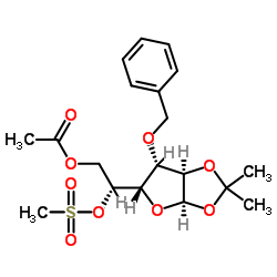 6-O-Acetyl-3-O-benzyl-1,2-O-isopropylidene-5-O-(methylsulfonyl)-α-D-glucofuranose Structure