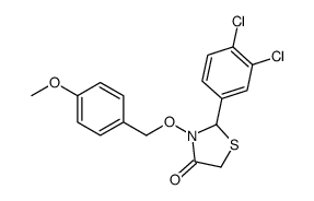 2-(3,4-dichlorophenyl)-3-[(4-methoxyphenyl)methoxy]-1,3-thiazolidin-4-one结构式