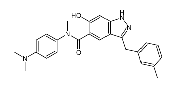 5-[N-(4-dimethylaminophenyl)-N-methylaminocarbonyl]-3-(3-methylbenzyl)-6-hydroxy-1H-indazole结构式