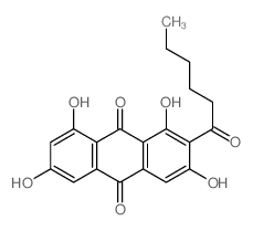9,10-Anthracenedione,1,3,6,8-tetrahydroxy-2-(1-oxohexyl)- structure