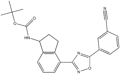 (R)-tert-butyl (4-(5-(3-cyanophenyl)-1,2,4-oxadiazol-3-yl)-2,3-dihydro-1H-inden-1-yl)carbamate Structure