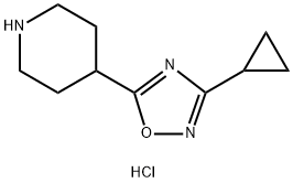 4-(3-Cyclopropyl-1,2,4-oxadiazol-5-yl)piperidine hydrochloride结构式