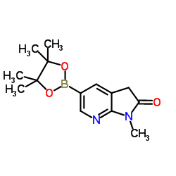 1-Methyl-5-(4,4,5,5-tetramethyl-1,3,2-dioxaborolan-2-yl)-1,3-dihydro-2H-pyrrolo[2,3-b]pyridin-2-one结构式