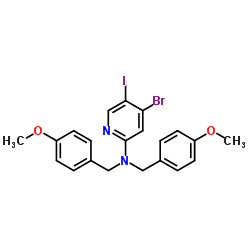 (4-bromo-5-iodo-pyridin-2-yl)-bis-(4-methoxy-benzyl)-amine structure