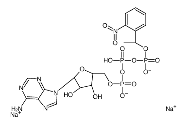 5'-O-(羟基{[({[1-(2-硝基苯基)乙氧基]磷酸基}氧基)磷酸基]氧基}磷酰)腺苷二钠结构式