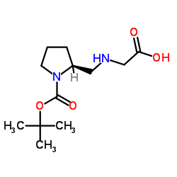 N-{[(2S)-1-{[(2-Methyl-2-propanyl)oxy]carbonyl}-2-pyrrolidinyl]methyl}glycine结构式