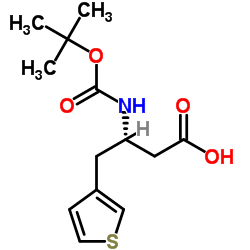 N-叔丁氧羰基-(S)-3-氨基-4-(3-噻吩基)丁酸结构式