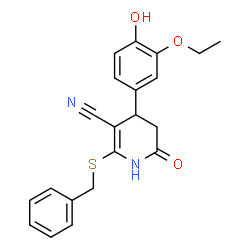 2-(benzylthio)-4-(3-ethoxy-4-hydroxyphenyl)-6-oxo-1,4,5,6-tetrahydropyridine-3-carbonitrile picture