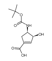 (3S,4R)-4-tert-butoxycarbonylamino-3-hydroxycyclopent-1-enecarboxylic acid结构式