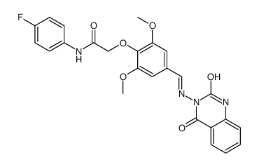 2-[4-[(2,4-dioxo-1H-quinazolin-3-yl)iminomethyl]-2,6-dimethoxyphenoxy]-N-(4-fluorophenyl)acetamide Structure