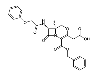 benzyl 7-β-(aminophenoxyacetoyl)-3-carboxymethylene-Δ3-O-2-isocephem-4-carboxylate结构式