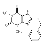 8-benzylsulfanyl-1,3-dimethyl-6-sulfanylidene-7H-purin-2-one结构式
