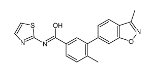 4-methyl-3-(3-methyl-1,2-benzoxazol-6-yl)-N-(1,3-thiazol-2-yl)benzamide结构式