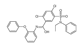 2,4-dichloro-5-[ethyl(phenyl)sulfamoyl]-N-(2-phenoxyphenyl)benzamide结构式