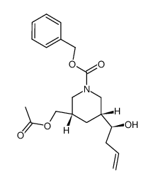 (3S,5R,1'S)-(-)-3-acetoxymethyl-5-(1'-hydroxybut-3'-enyl)-1-piperidine-1-carboxylic acid benzyl ester structure