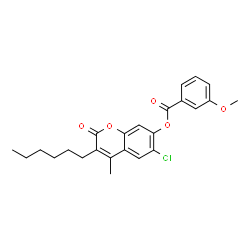 (6-chloro-3-hexyl-4-methyl-2-oxochromen-7-yl) 3-methoxybenzoate structure