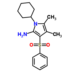 1-Cyclohexyl-4,5-dimethyl-3-(phenylsulfonyl)-1H-pyrrol-2-amine结构式