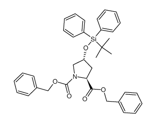 (2S,4R)-4-(tert-butyldiphenylsiloxy)pyrrolidine-1,2-dicarboxylic acid dibenzyl ester Structure