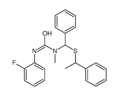 3-(2-fluorophenyl)-1-methyl-1-[phenyl(1-phenylethylsulfanyl)methyl]urea结构式